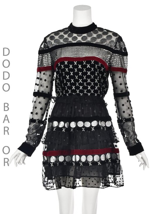 DODO BAR OR Dresses & Skirts - DODO BAR OR Black & Silver Tulle & Lace "Amaliya" Mini Party Dress, SIZE 12